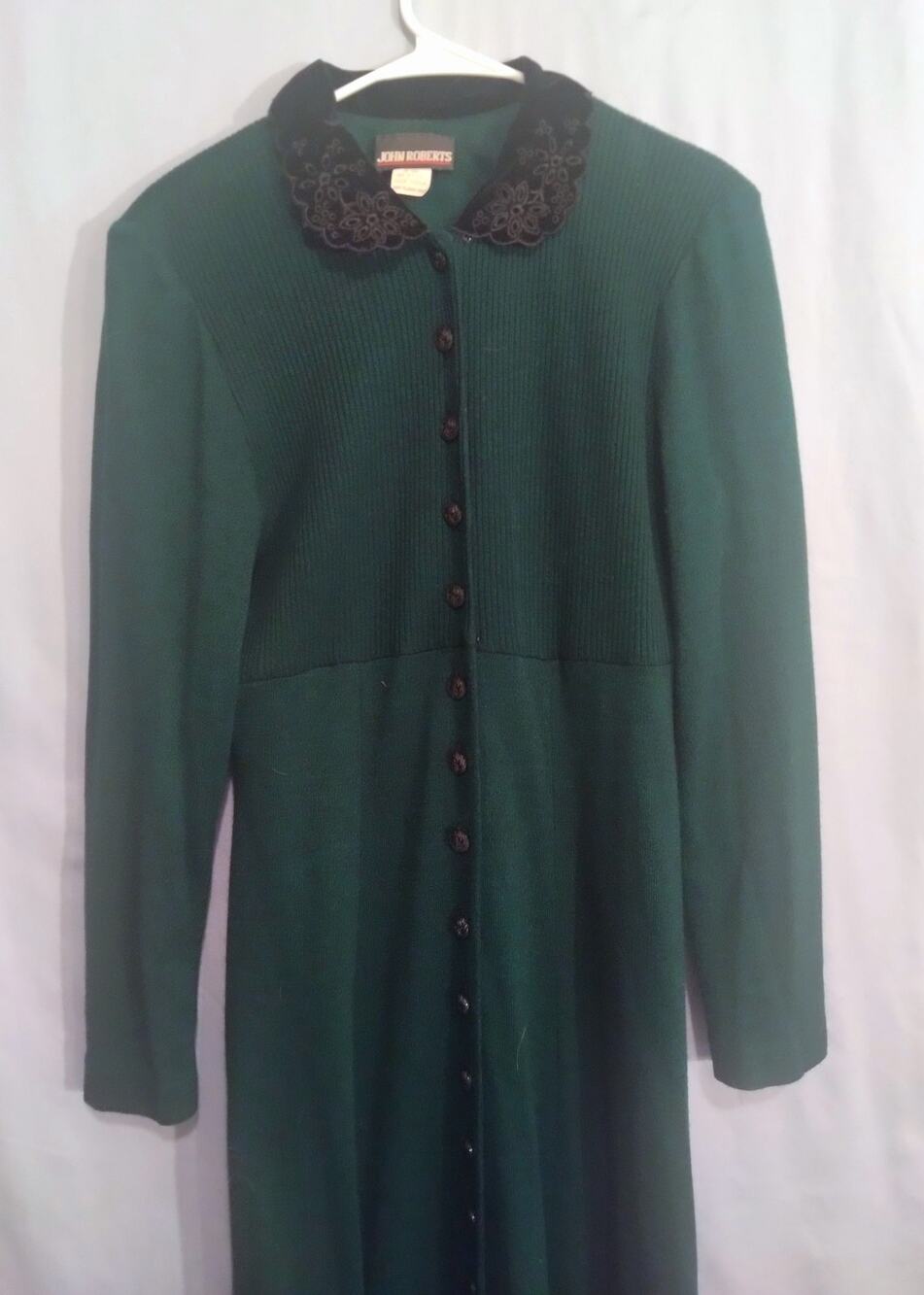Vintage John Roberts Knit Green Sweater Dress